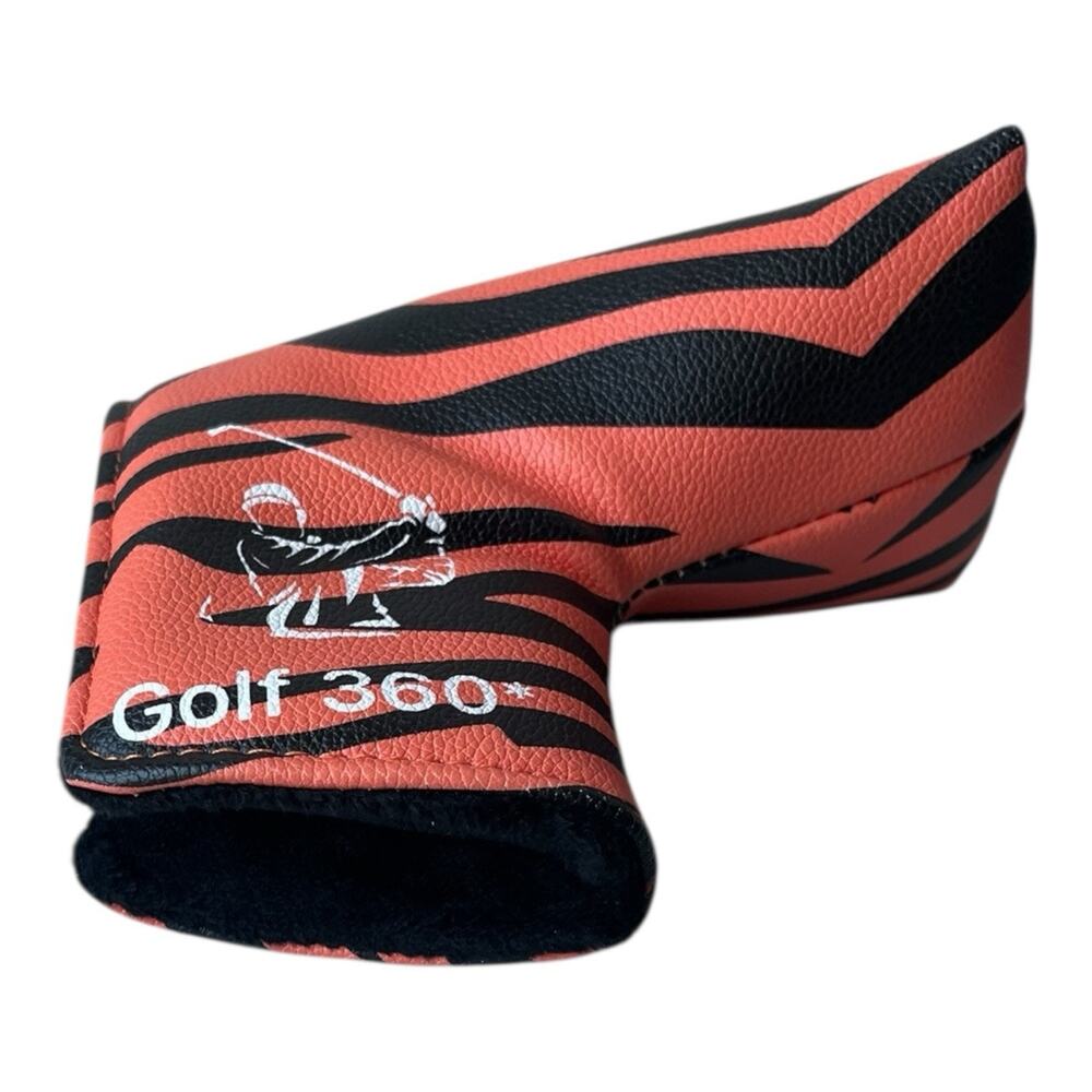 Golf 360 Degree Tiger Orange Black Blade Putter Headcover Head Cover Magnetic - Picture 7 of 9